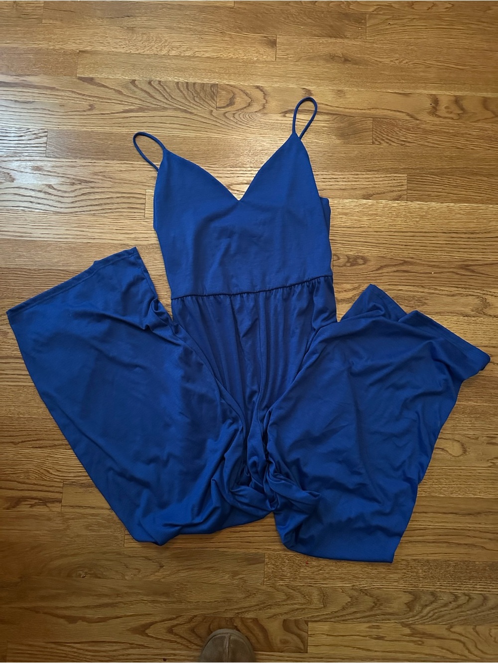 Pink Lily Royal Blue Spaghetti-Strap Wide-Leg Jumpsuit
